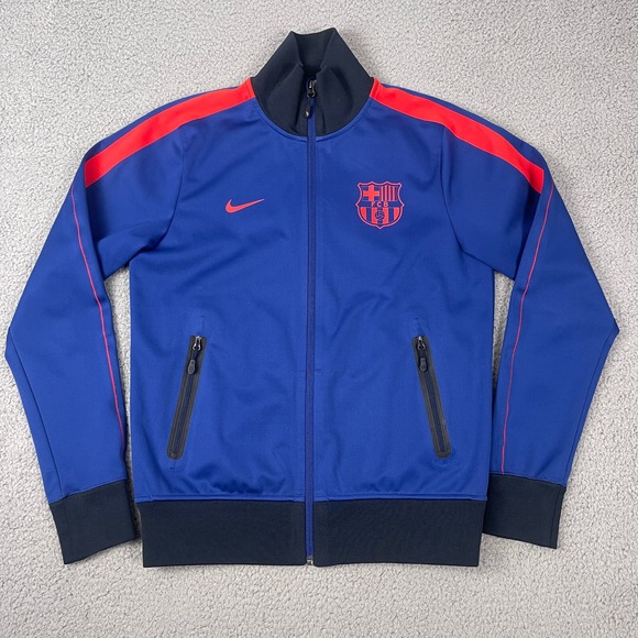 Nike‎ Barcelona Track Training Jacket Mens S Blue Red Zip Football Soccer Futbol - Picture 1 of 8